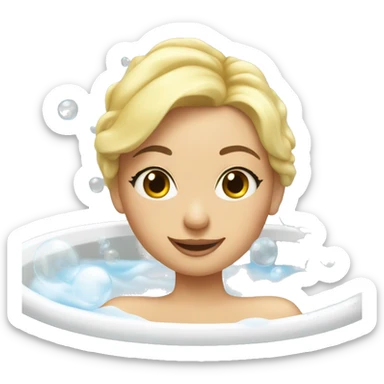 Blonde girl taking a bubble bath in a bath tub sticker