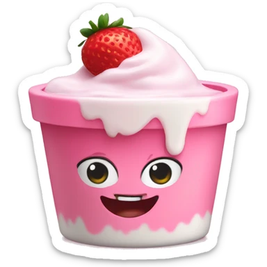 Pink strawberry yogurt  sticker