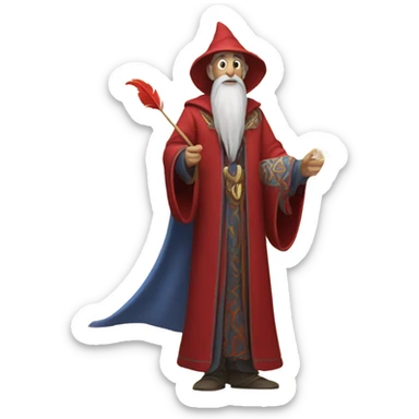 wizard holding a red feather sticker