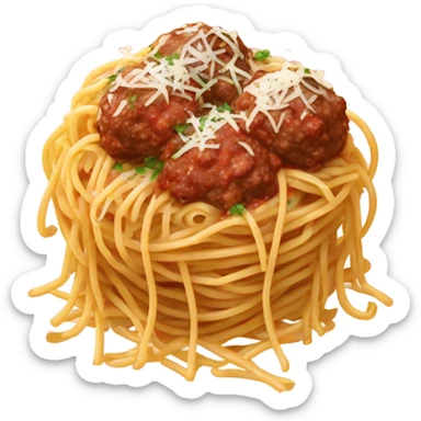 Spaghetti and meatballs with Parmesan cheese  sticker