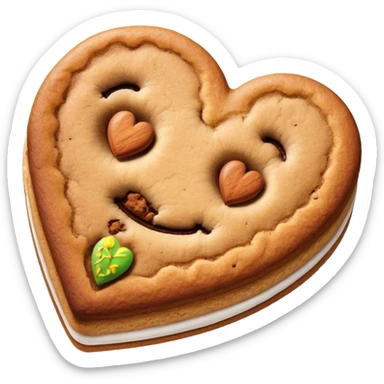 snicker doodle cookie with cinnamon powder on top in a heart shape cookie sticker
