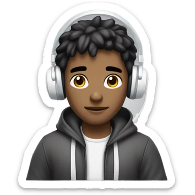 gamimg guy with white headset and controler wearing a hoodie and black hair brown skin sticker