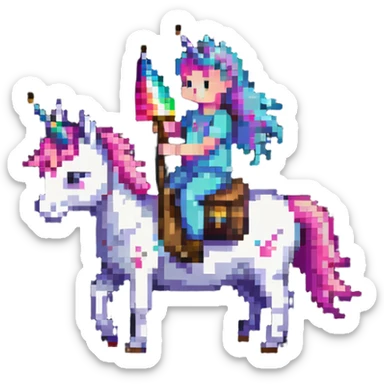 simple cute unicorn riding a donkey sticker