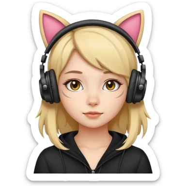 fille avec casque oreille de chat sticker