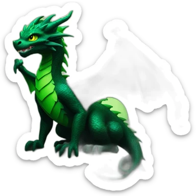 Dragon fantasy black and green in the woods sticker