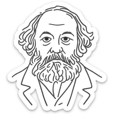 a hand drawn black outline portrait of Mikhail Bakounin with similar size eyes based a famous photograph of him sticker