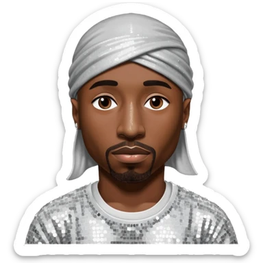 Tupac with silver sequin outfit sticker