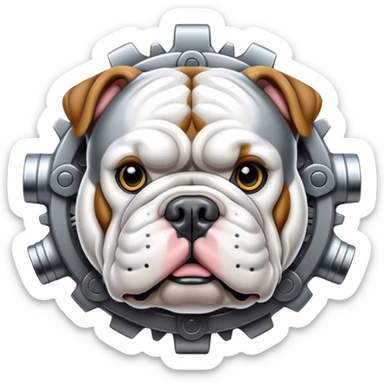 mechanical English bulldog sticker
