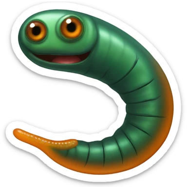 Eight-eyed Dark green and orange medicinal leech with oral suction and caudal suction sticker