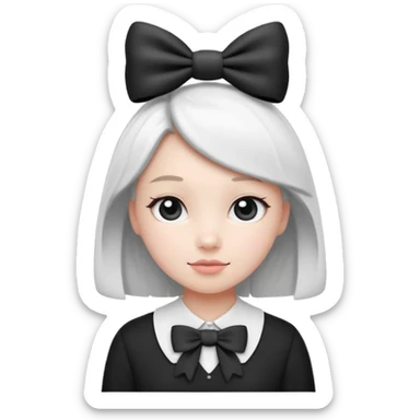 monochrome cute bow sticker