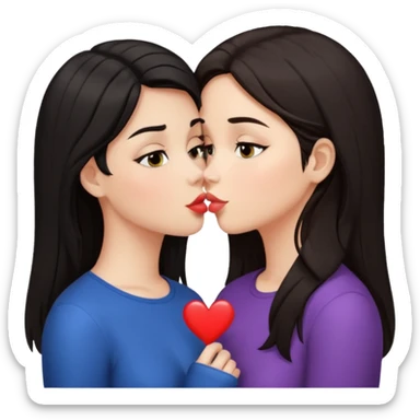 Dark haired girl and brunette girl kissing sticker