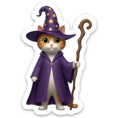 Cat wizard sticker