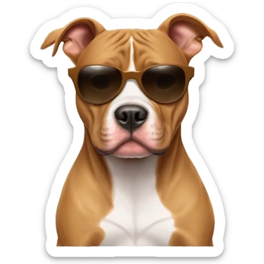 Light brown pitbull with sunglasses sticker