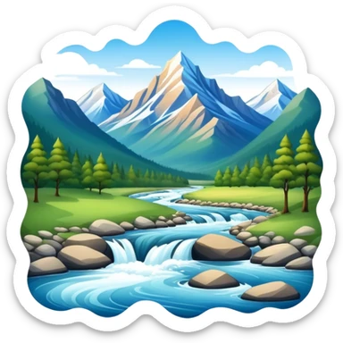 beautiful mountain landscape with river sticker