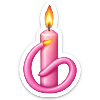 Birthday candle, generic birthday candle, twist design, pink, small flame coming from the top. sticker