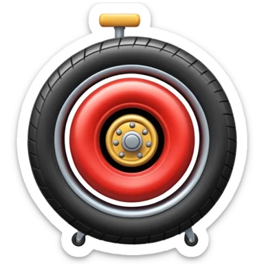 he aircraft's landing gear is one inflated, plump wheel with a strut, black in color, cartoon-style sticker