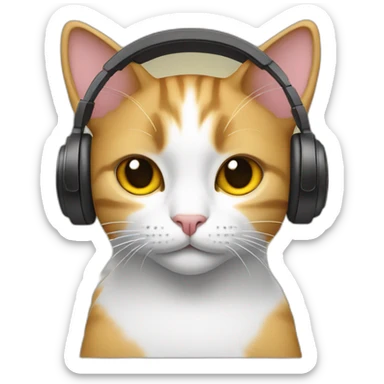 cat with headphones behind ears sticker