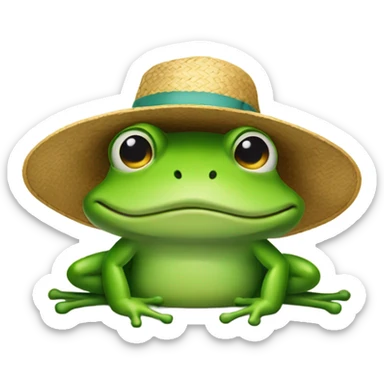 Frog wearing straw hat sticker