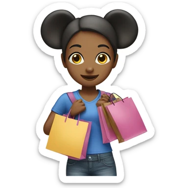 Girl with mouse ears and shopping bags  sticker