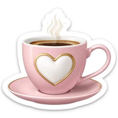  pale pink rococo coffee mug heart shaped cappuccino sticker