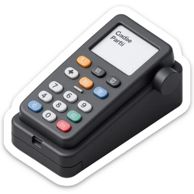 detailed POS machine with a credit card inserted, skeuomorphism style, realistic, high quality sticker