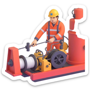 Detailed sequence showing winch operator on ship deck collecting sediment cores and passing to scientists sticker