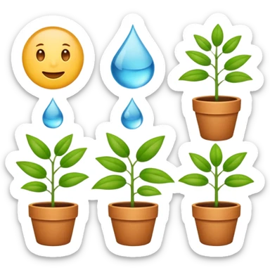 calendar emoji where most days show a plant, three random days show a leaf, a water drop, and a pot, each on different dates sticker
