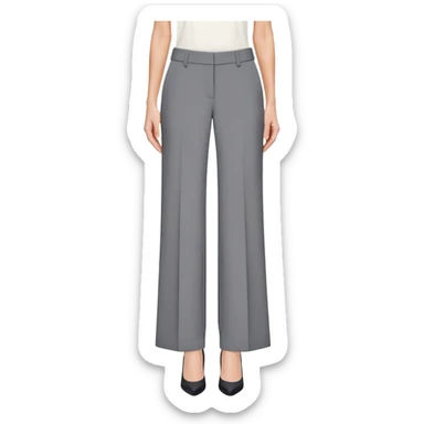 petite gray wide leg tailored pants, shorter ankle length, dress trousers, flat lay isolated garment only, no model, no human, plain white background sticker