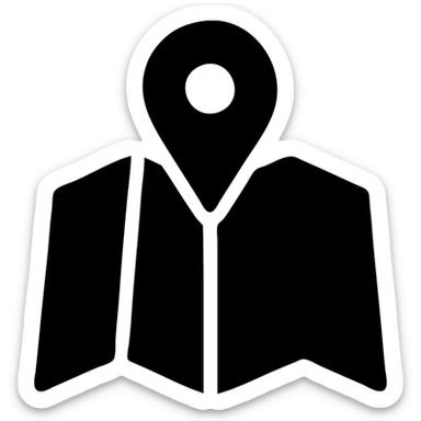 solid filled map with a pin icon sticker