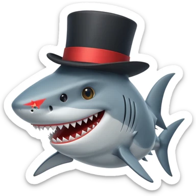 shark in a top hat, grinning sticker