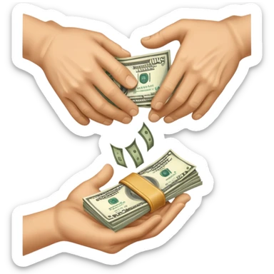 money being passed from one hand to another hand sticker