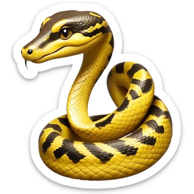 cinematic-cute-anaconda-portrait-emoji,-head-tilted-playfully-and-inquisitively,-with-a-sleek,-shimmering-body-adorned-with-detailed-scale-patterns-and-round,-sparkling-eyes-full-of-wonder,-simplified-yet-irresistibly-adorable-features sticker