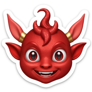 red glitter imp happy sticker