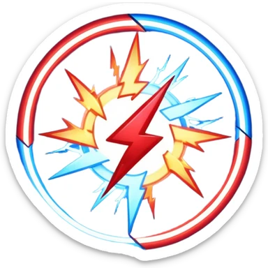 Red and blue lightening in a circle shape with effects like real lightening  sticker