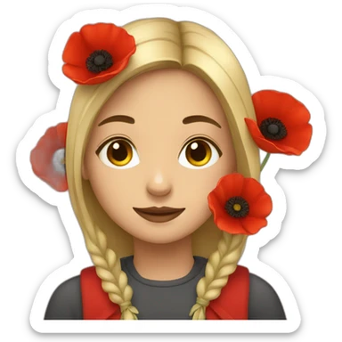 girl with poppies sticker