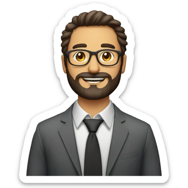 profesor Hombre de 30 años con gafas y barba y pelo corto sticker