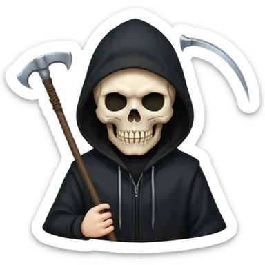 skull head, black hood, scythe sticker