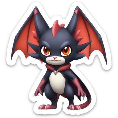  Kawaii Edgy Cool Vampiric Beautiful Noivern-Nargacuga-Litten with big Bat Ears full body sticker