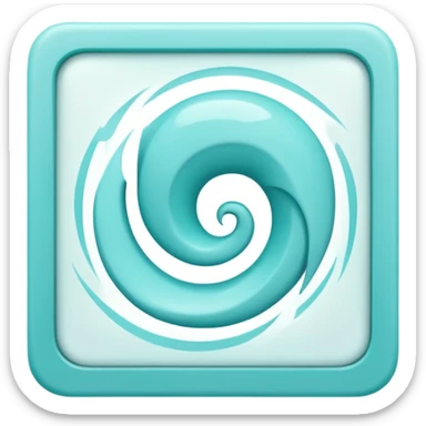 a Tiny compressed Stylized light-turquoise whirlwind symbol inside a pastel white square icon, light turquoise borders sticker