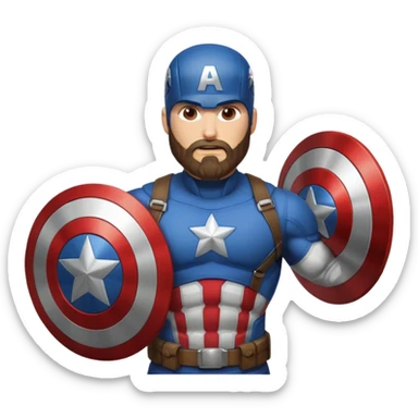 captain america bearded holding shield sticker