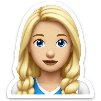 una chica rubia, pelo largo y liso, con ojos azules y piel blanca sticker