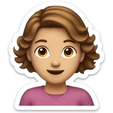 girl with brown hair waving sticker