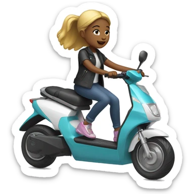 girl riding an electric scooter sticker