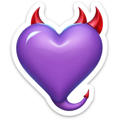 O inima mov,cu trecere spre albastru deschis si coada de drac! sticker