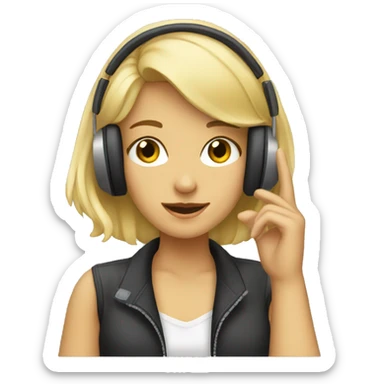 Blonde girl listening to music with headphones sticker