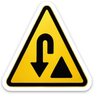 alert road sign tirangular shape, with yellow background and clear black color exclamation  mark ("!") at center sticker