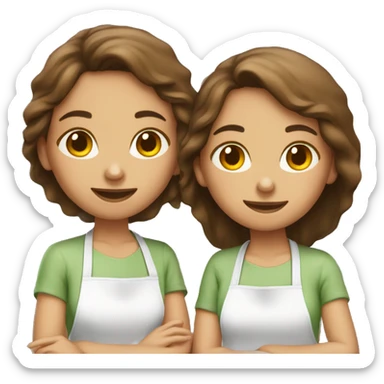 two brown hair girls baking cookies  sticker