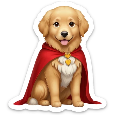 Golden retriever with a red cape full body sticker