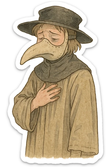 a plague victim from the 1600s feeling sick sticker