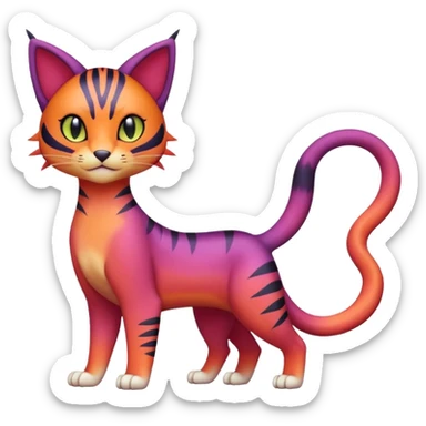 Gradients-colored Liepard-Purrloin-Litten-Sprigatito-Pokémon-fusion-creature (full body) sticker
